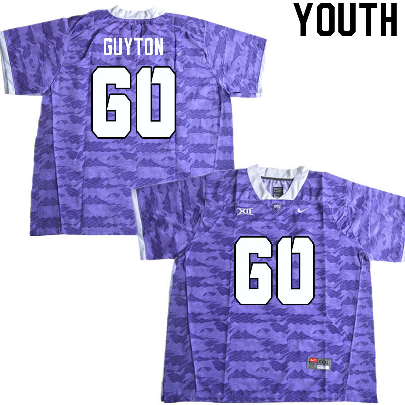 Youth #60 Tyler Guyton TCU Horned Frogs College Football Jerseys Sale-Purple Limited